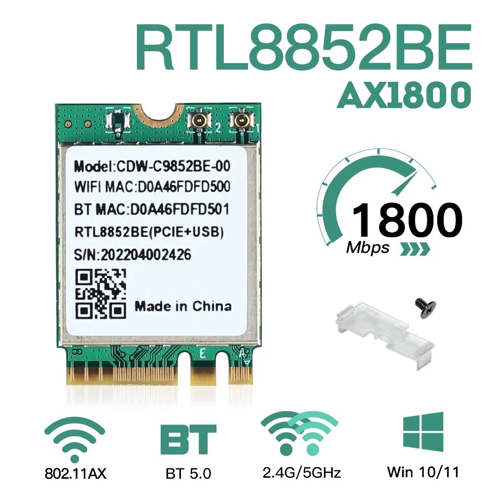 کارت وایرلس لپ تاپ Realtek RTL8852BEجدید