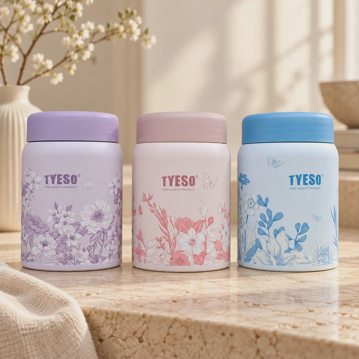 مینی فلاسک و فود جار گلدار تایسو TYESO 280 میل اورجینال