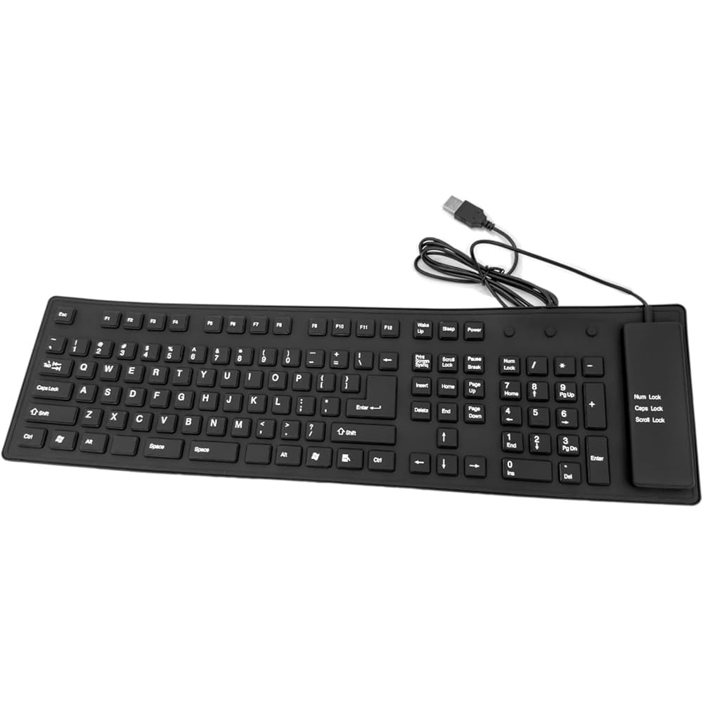 کیبورد سیلیکونی رول شونده 109 کلیدی USB ضدآب مخصوص کامپیوتر و لپ تاپجدید