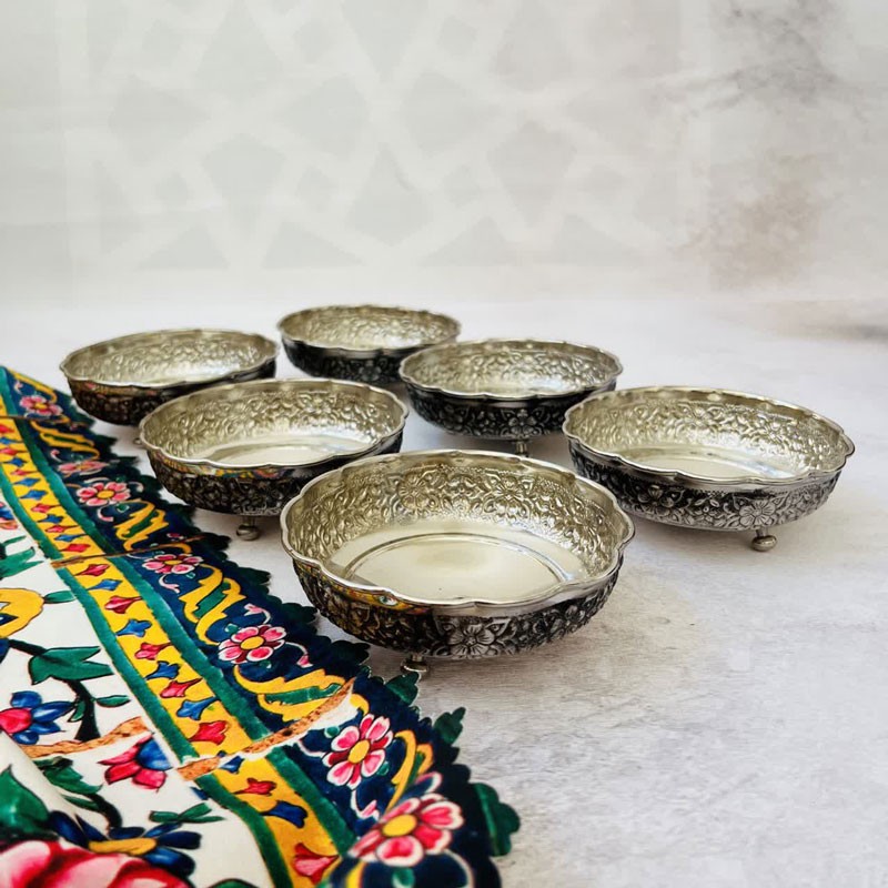 پیاله آجیل خوری مسی کد ZH321.21 مجموعه 6 عددی صبا مس زنجان
