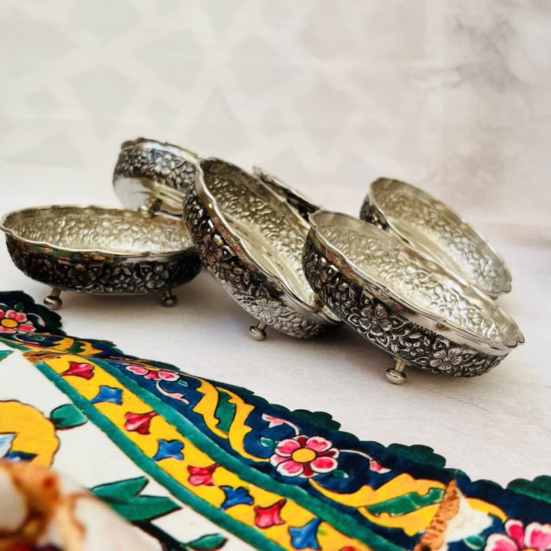پیاله آجیل خوری مسی کد ZH321.21 مجموعه 6 عددی صبا مس زنجان