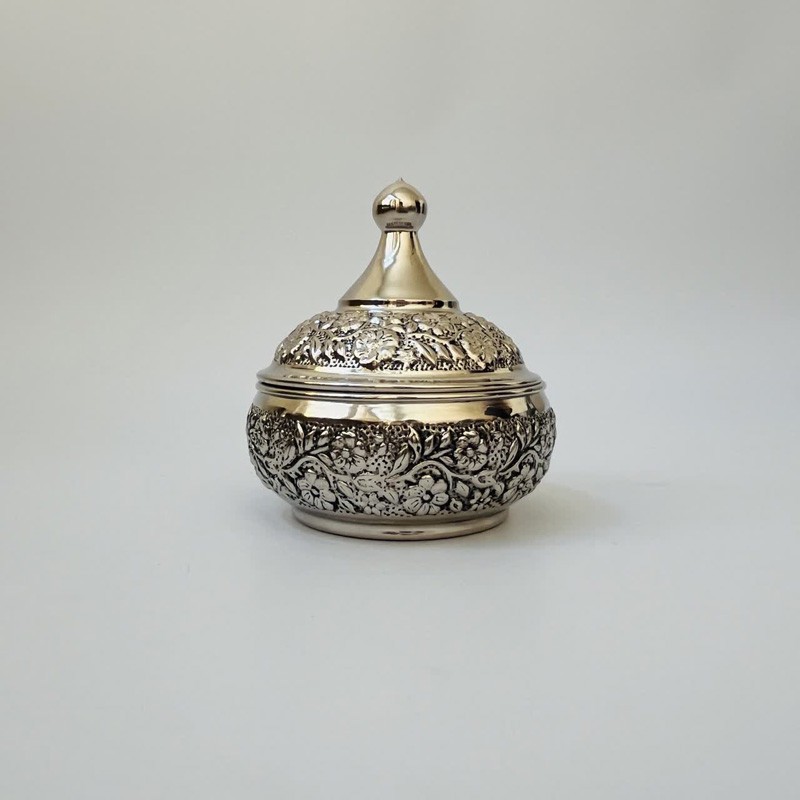 قندان مسی مدل قلم زنی کروم کد ZH418.2 صبا مس زنجان