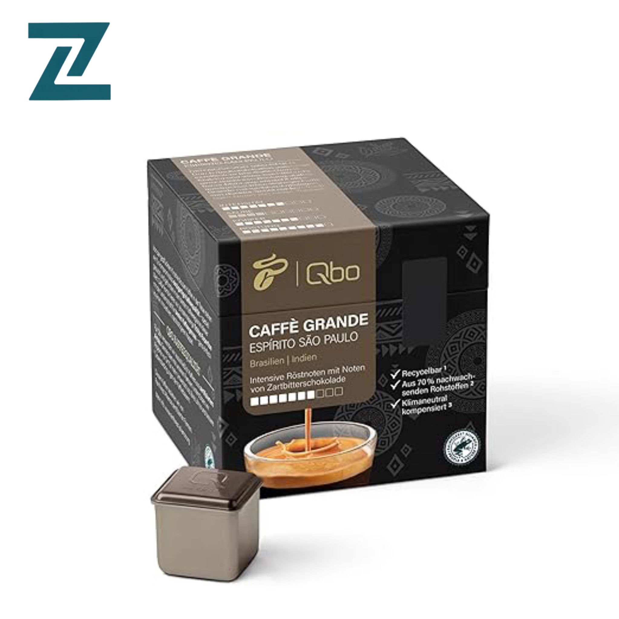 کپسول قهوه ممتاز Tchibo Qbo Caff Grande Esp rito S o Paulo ، شدت 7 10، عطری فوق العاده