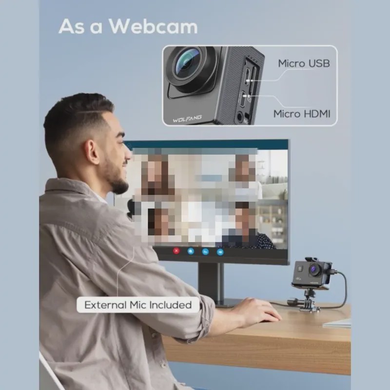 دوربین اکشن 4K ورزشی WOLFANG GA100 با گیمبال و لرزشگیر سه محوره YI Action Gimbalجدید