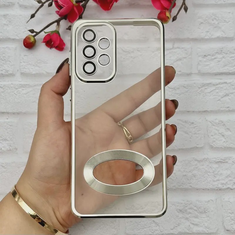 قاب گوشی Galaxy A33 سامسونگ طرح الکتروپلیتینگ ژله ای شفاف اورجینال طرح مگ سیف محافظ لنز دار نقره ای کد 105848