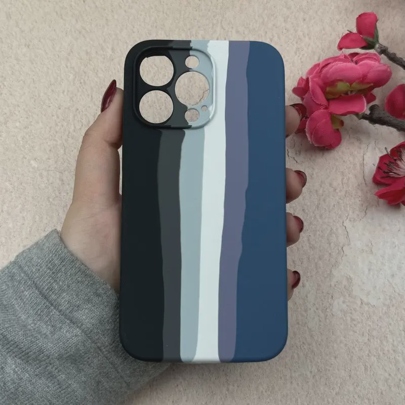 قاب گوشی iPhone 13 Pro آیفون سیلیکونی اورجینال رنگین کمانی پاک کنی درجه یک زیربسته محافظ لنز دار کد 119031