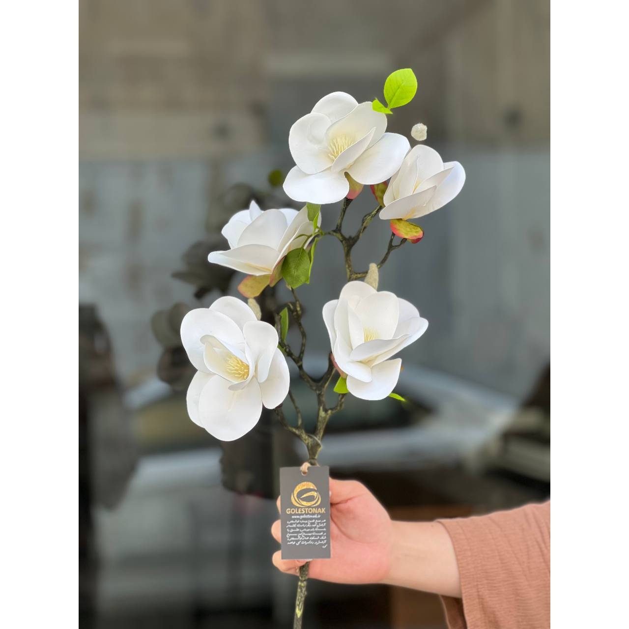 ارکیده چرمی مصنوعی 7گل رنگ زرشکی وارداتی
