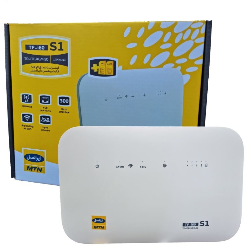 مودم 4GTD-LTE ایرانسل مدل TF-i60 S1 به همراه سیم کارت و 400 گیگابایت اینترنت 6 ماهه