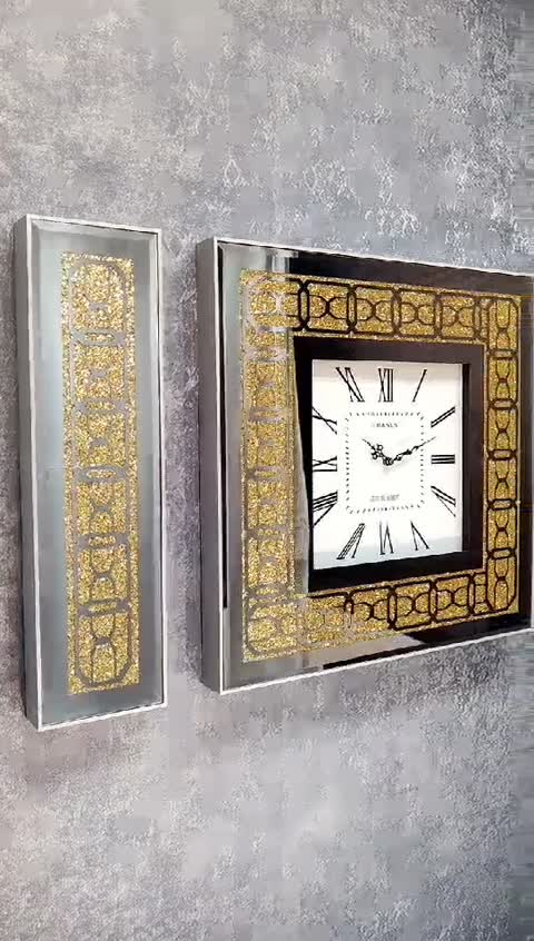 ساعت دیواری آینه ای طرح زنجیری رنگ سفید طلایی کد 1105 SG