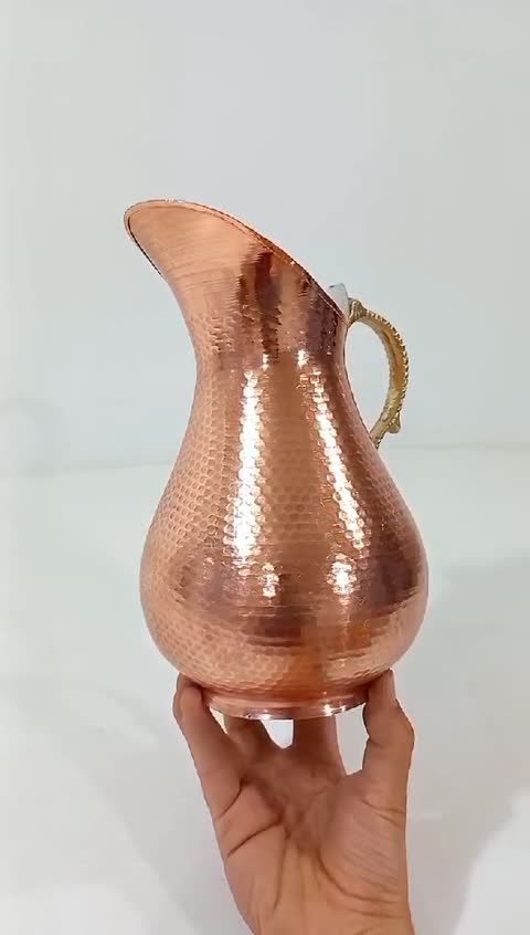 پارچ مسی دسته برنجی نانو شده طرح ترک