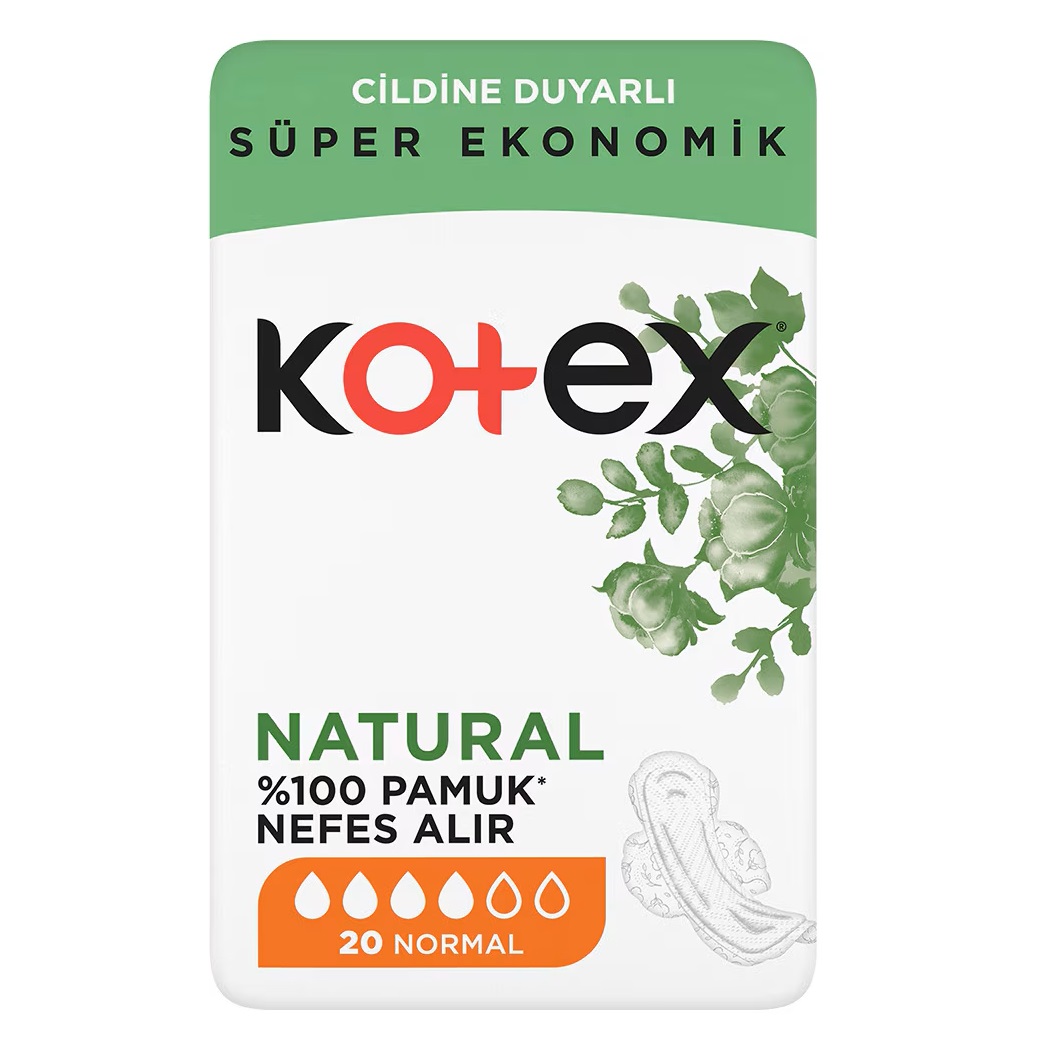 پد بهداشتی نرمال پنبه ای و ضدحساسیت کوتکس Kotex Natural Ultra Quadro Normal بسته 20 عددیجدید