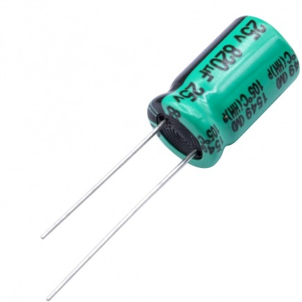خازن الکترولیتی امپدانس پایین 820uF / 25V تایوانی مارک TAICON سری HH طول عمر 6000Hrsجدید