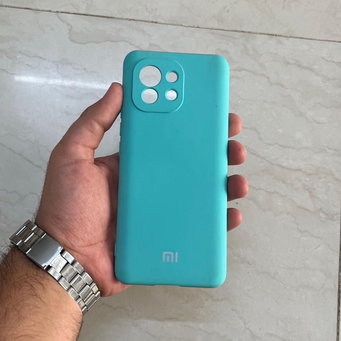 گارد - قاب - کاور سیلیکونی رنگ آبی کمرنگ مناسب برای شیائومی Mi 11 - mi11 - MI 11 - می 11