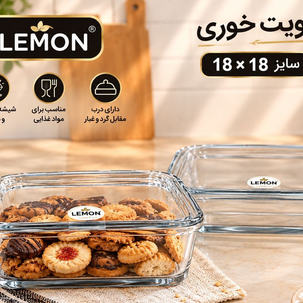 بیسکوییت خوری شیشه ای لیمون