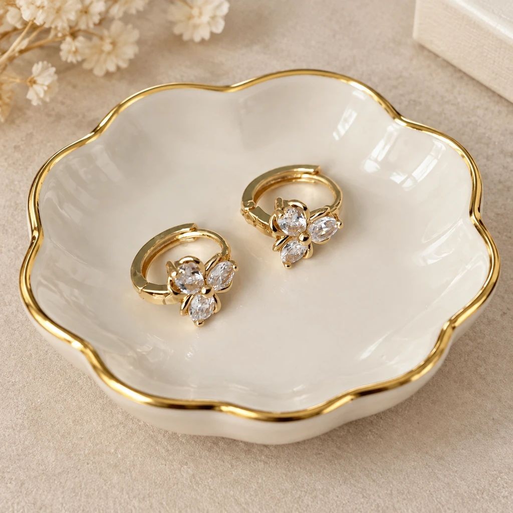 گوشواره طرح گل طلا روس