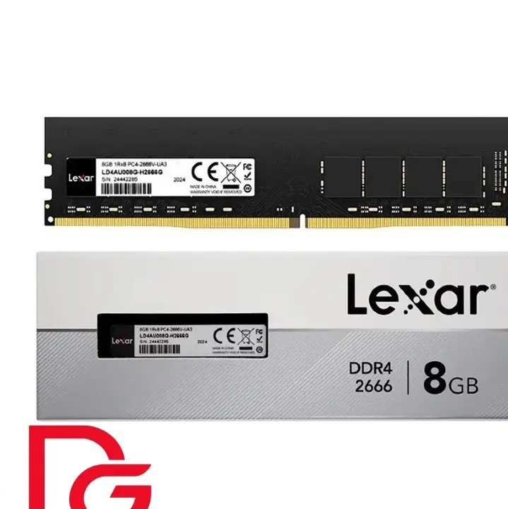 رم کامپیوتر لکسار LEXAR ظرفیت 8 گیگابایت DDR4 تک کاناله 2666 مگاهرتز تایمینگ CL22 مدل UDIMMجدید