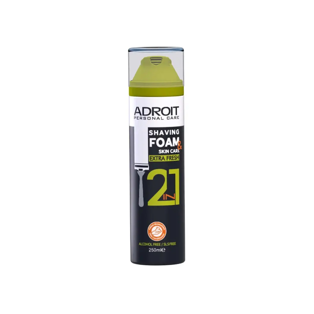 فوم اصلاح ویتامینه و مراقبتی آدرویت سری 2in1 مدل EXTRA FRESH حاوی آلوورا و نعنا فاقد الکل و SLS مناسب انواع پوست حجم ...جدید