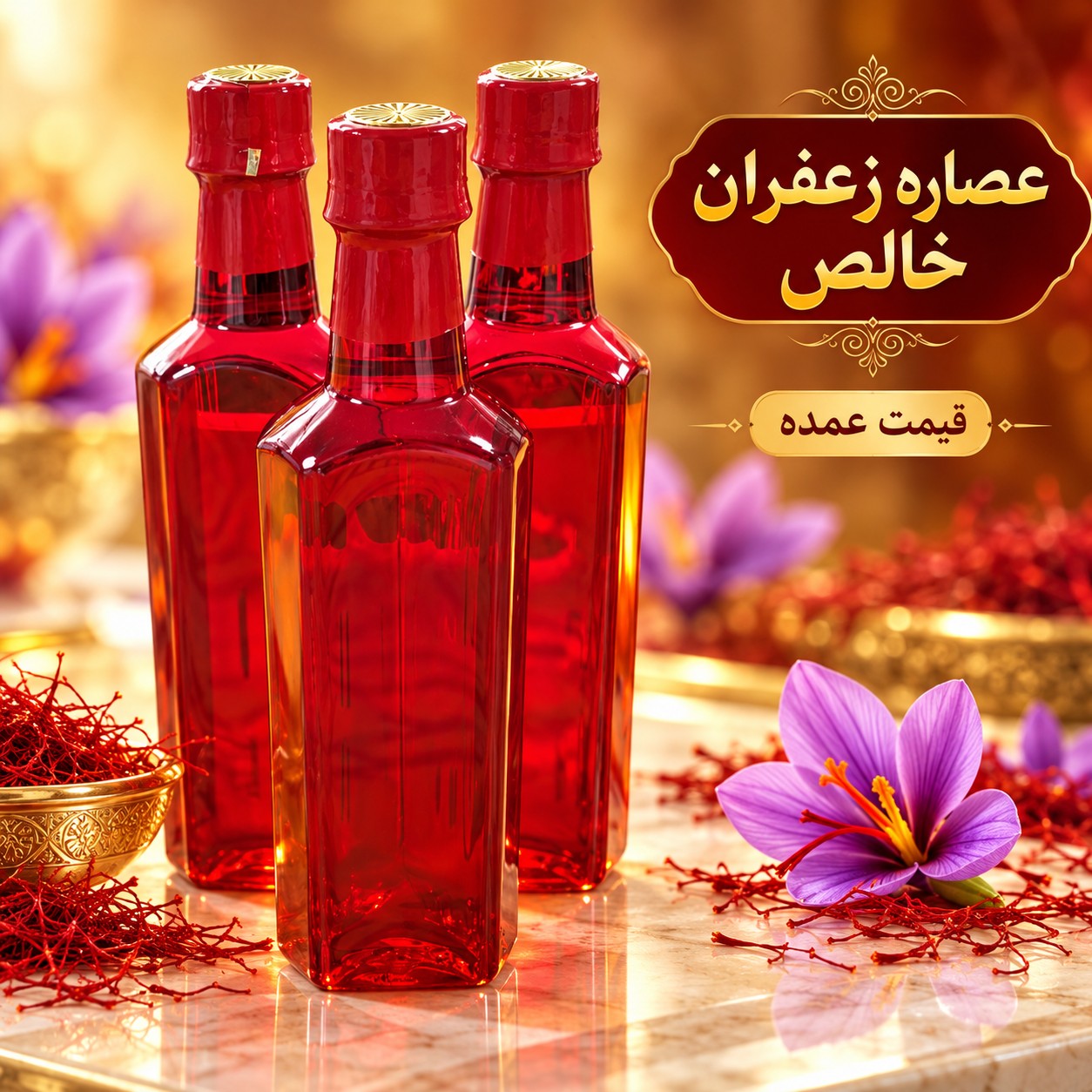 عصاره زعفران خالص و غلیظ (نیم لیتری) بدون مواد نگهدارنده تهیه سنتی