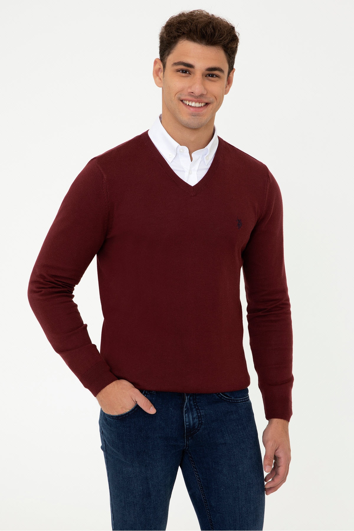 بافت و پلیور مردانه بورگوندی یو اس پولوU.S. Polo Assn. | G081SZ0TK.000.1260082 اورجینال