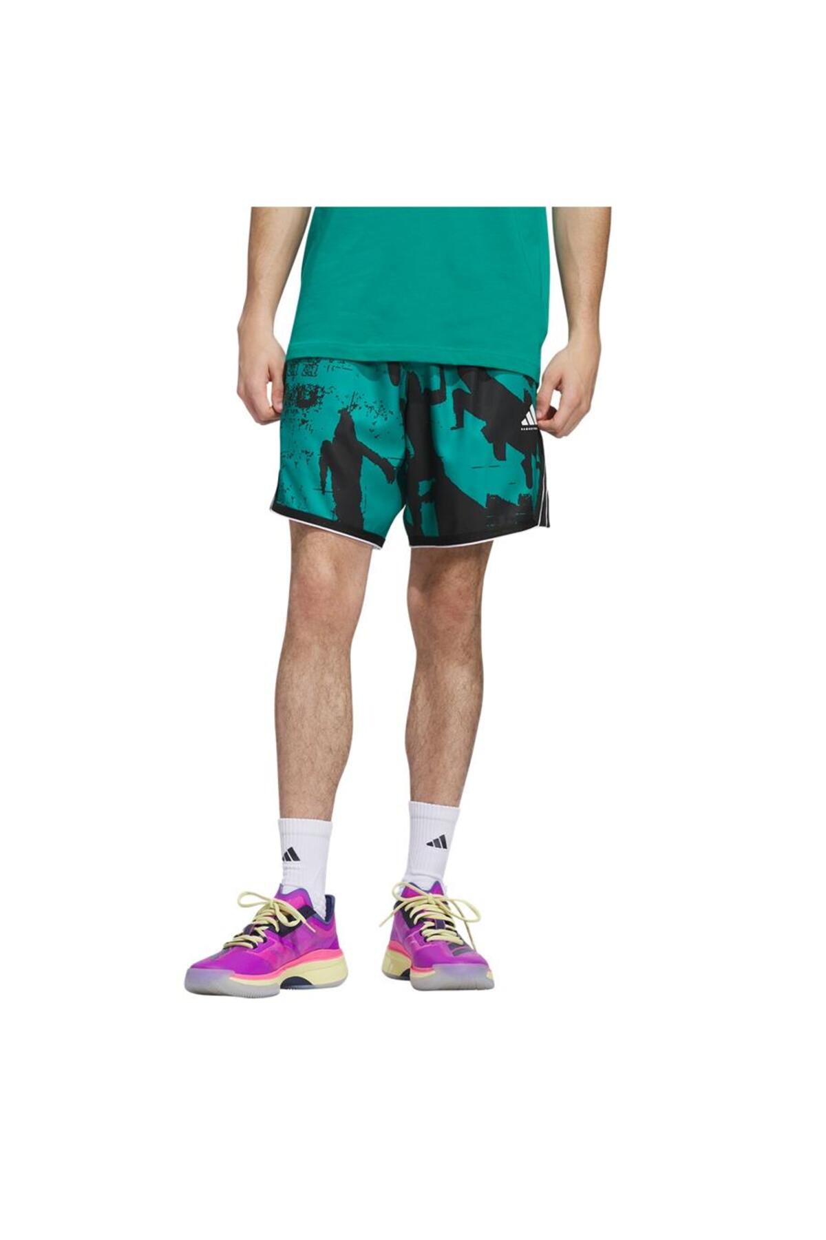 شلوارک مردانه آدیداس مدل adidas Erkek Yeil ort CRAZYLITE AOP 3 JI7565جدید
