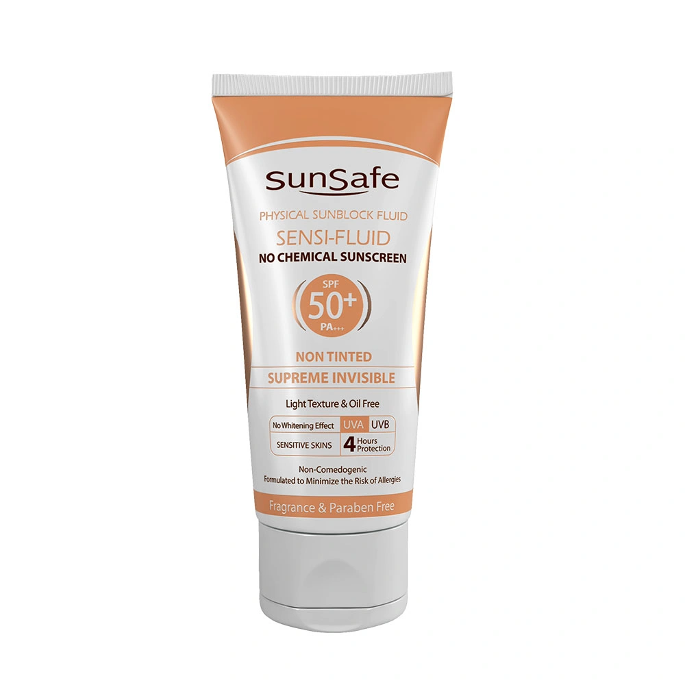 فلوئید ضد آفتاب SPF50+ فیزیکال سان سیف مناسب پوست های حساس حجم 50 میلی لیتر