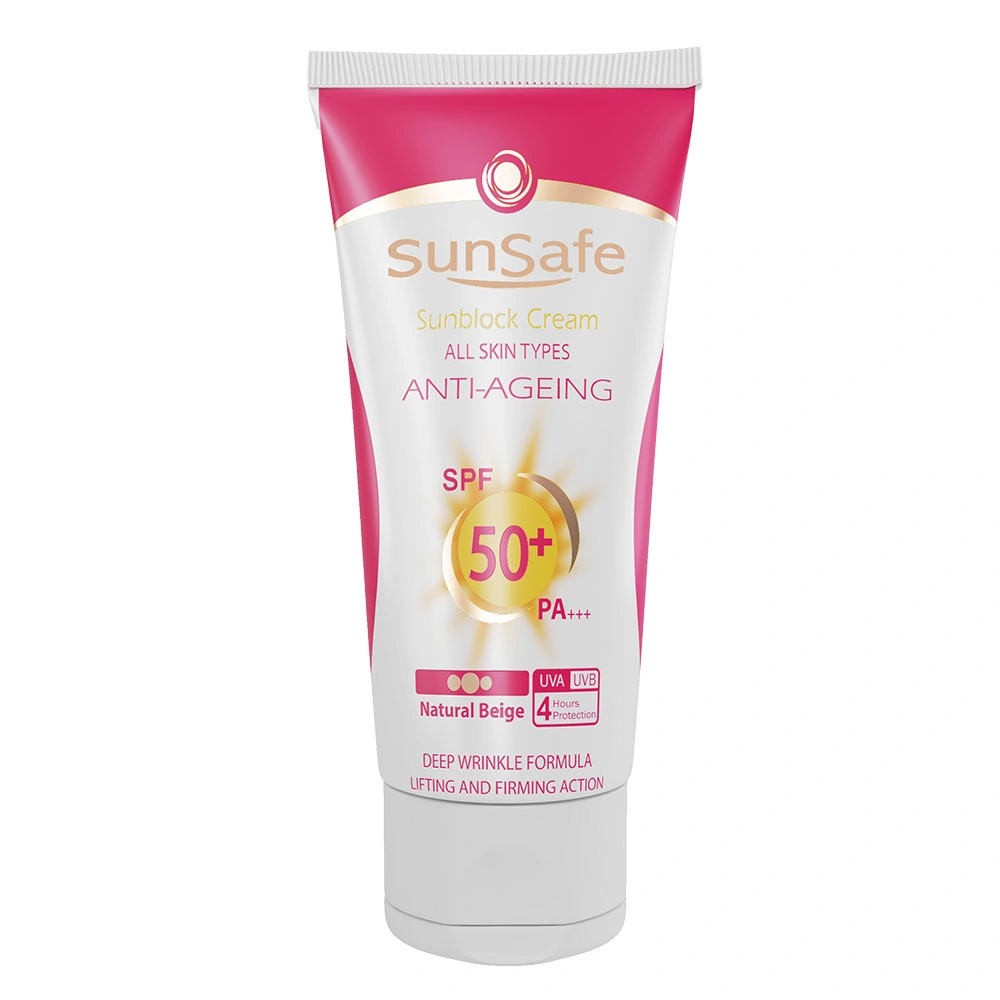 کرم ضد آفتاب و ضد چروک سان سیف SPF50 حجم 50 میلی لیتر بژ طبیعی