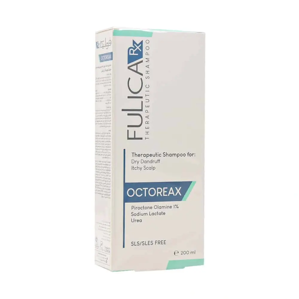 شامپو ضدشوره فولیکا مدل Octoreax مخصوص شوره خشک و پوست سر خارشدار حجم 200 میلیلیتر