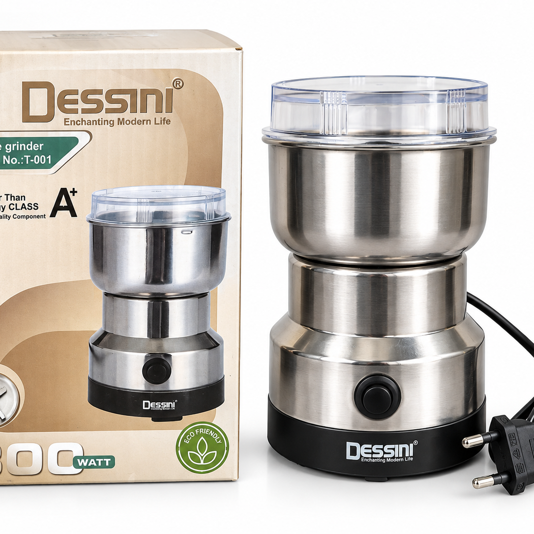 مینی آسیاب دسینی Dessini T-001 اورجینال 300 وات قهوه و ادویه تیغه استیل درپوش شفافجدید