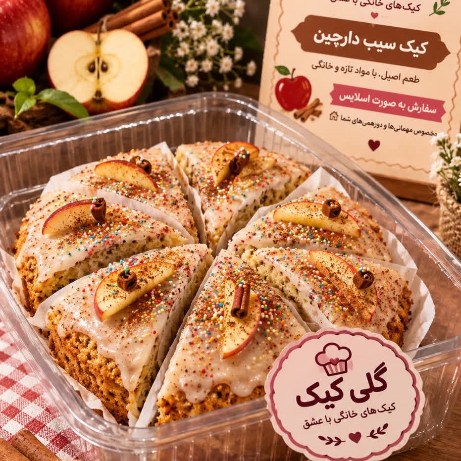 کیک سیب و دارچین گلی کیک