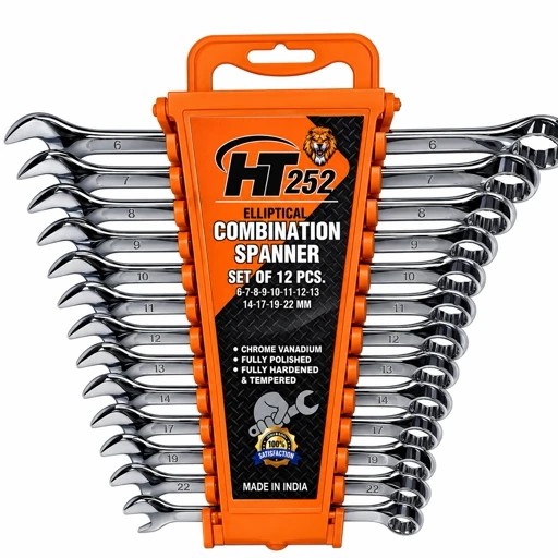 آچار یک سر تخت یک سر رینگی اچ تی مدل HT0-252 مجموعه 12 عددی