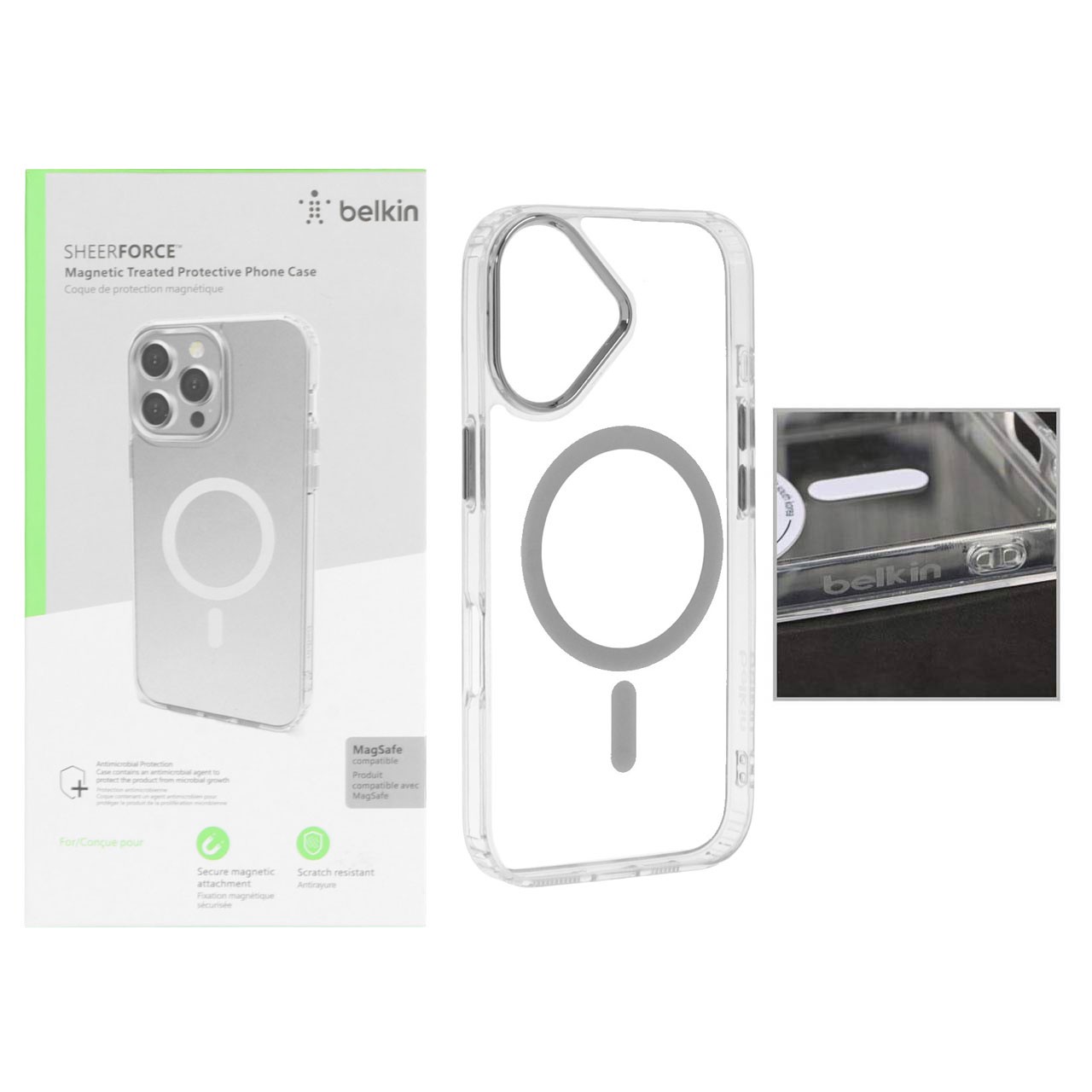 قاب belkin شفاف Magsafe مدل CHJ - Apple iPhone 16 پک دار