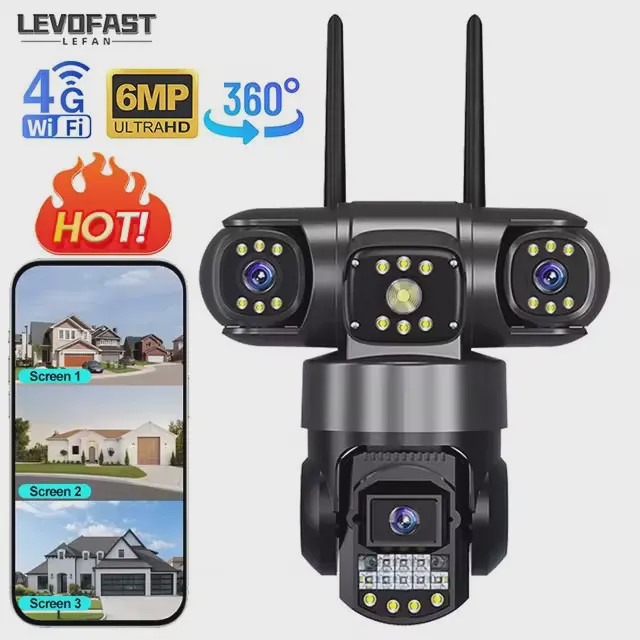 دوربین سیمکارتی 3 لنز چرخشی بدون نقطه کور V380 pro