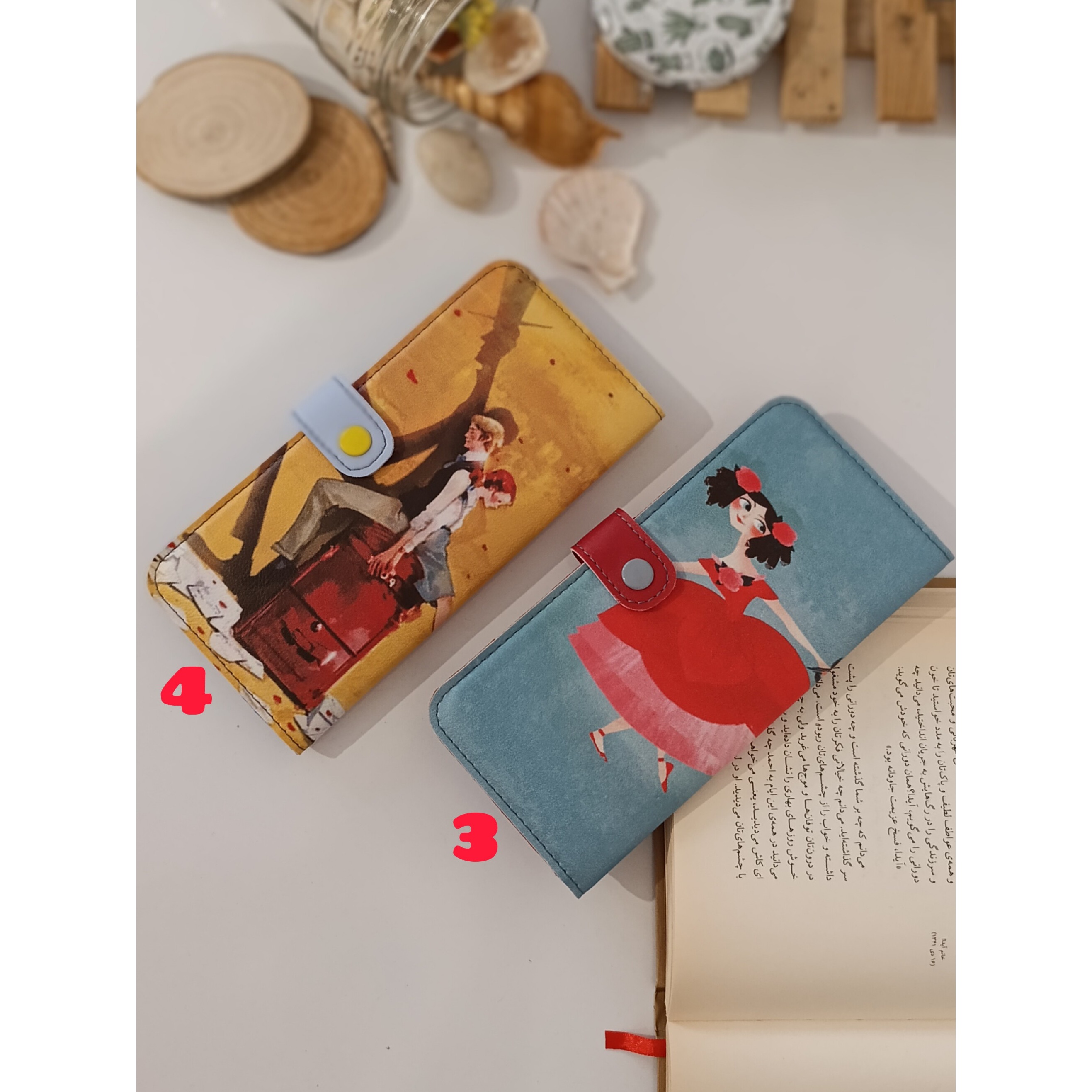 کیف پول پالتویی کتی زنانه فانتزی جای عکس جاکارتی