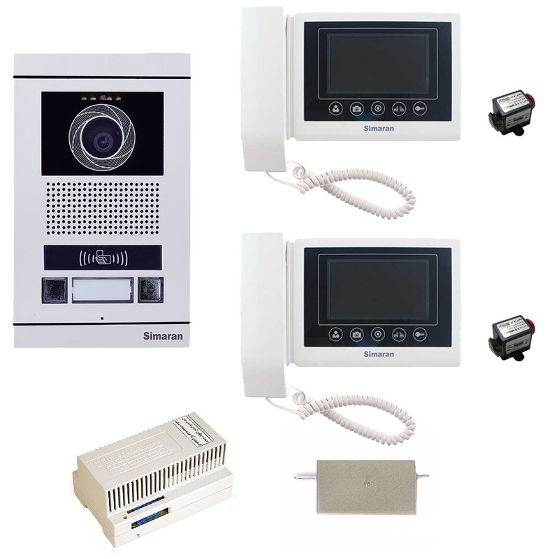 مجموعه دربازکن تصویری کارتی سیماران مدل 43TKM-VFBC2N دو طبقه به همراه محافظ ولتاژ مانیتور