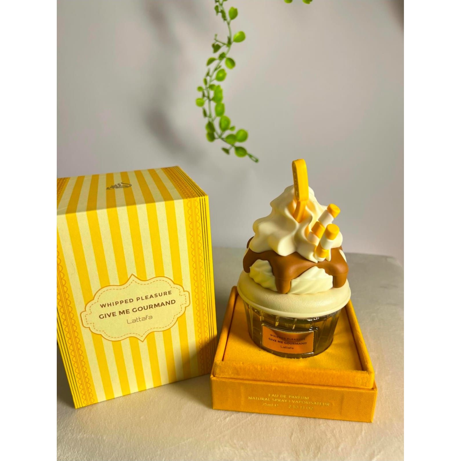 ادکلن بستنی لطافه زرد گیو می گورمند طرح ویپد پلژر Lattafa whipped pleasure give me gourmand 75 میل اماراتی