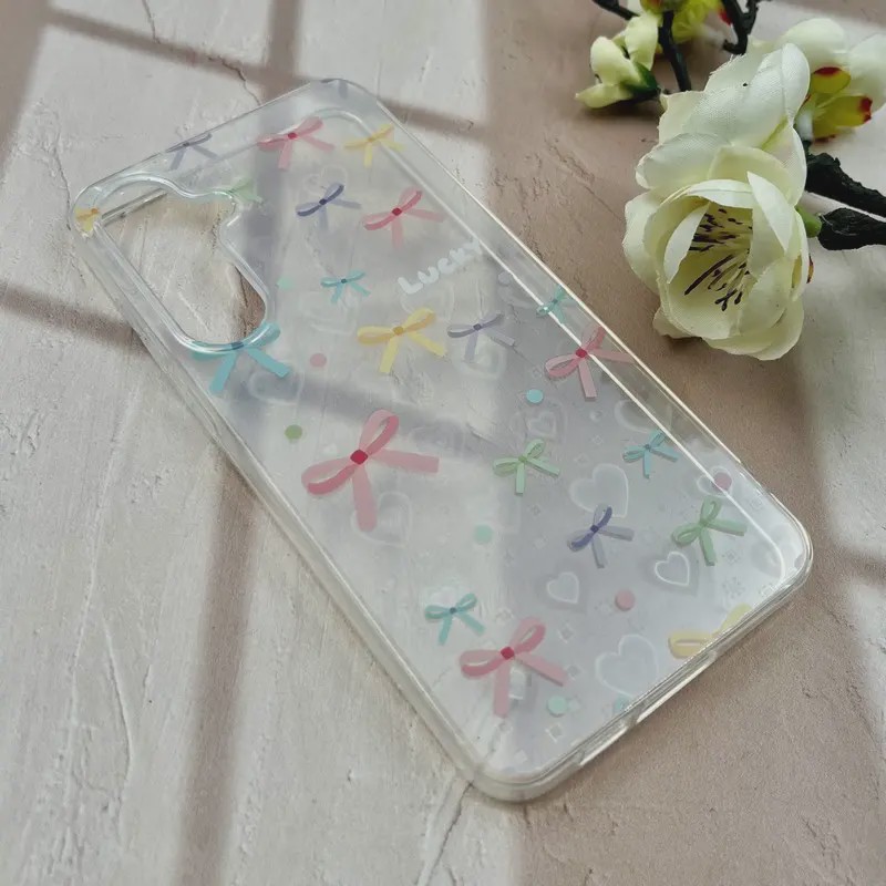 قاب گوشی Galaxy S24 FE سامسونگ طلقی شفاف هولوگرامی طرح سه بعدی قلبی پاپیون کد E10-104466