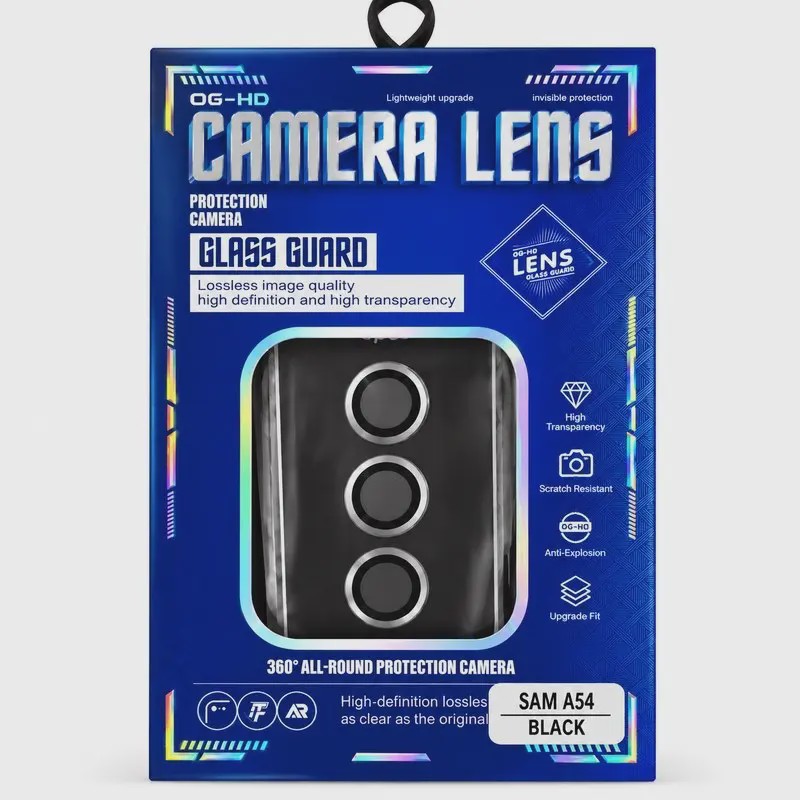 محافظ لنز Galaxy A54 سامسونگ مناسب برای دوربین گوشی مدل رینگی فلزی Camera LENS OG - HD مشکی کد G314-140915