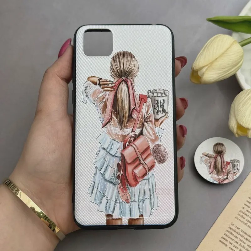 قاب گوشی Y5P 2020 هوآوی فانتزی سوزنی برجسته طرح دخترونه پاپ سوکت دار کد E24-129118