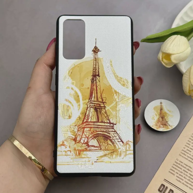 قاب گوشی Galaxy S20 FE سامسونگ فانتزی سوزنی برجسته طرح برج ایفل پاپ سوکت دار کد E24-129004
