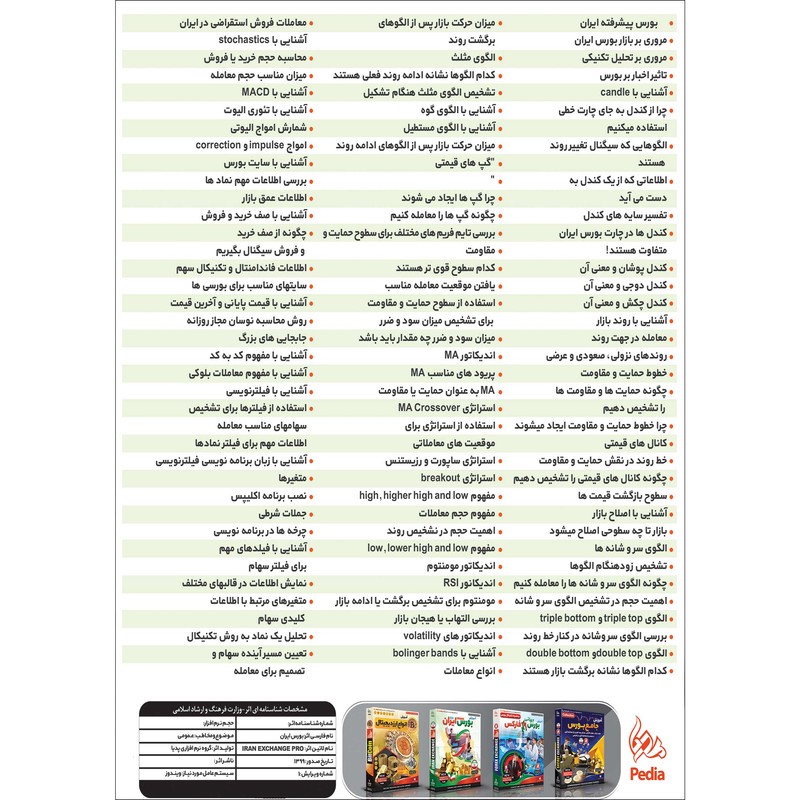 نرم افزار آموزش بورس پیشرفته به همراه تکنیکال و تابلو خوانی در بازار بورس ایران نشر پدیا سافت