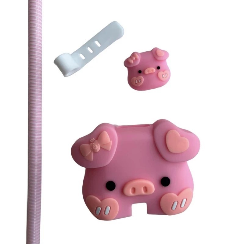 محافظ کابل وال کیس طرح Pig به همراه محافظ شارژر دیواری 25 وات سامسونگ مجموعه 4 عددی