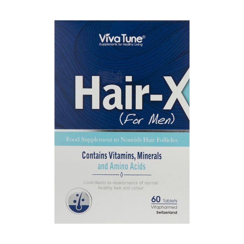 قرص مکمل تقویت مو و جلوگیری از ریزش ویوا تون مدل Hair-X آقایان بسته 60 عددی با ویتامینهای C، E و گروه B برای حفظ رنگ ...جدید
