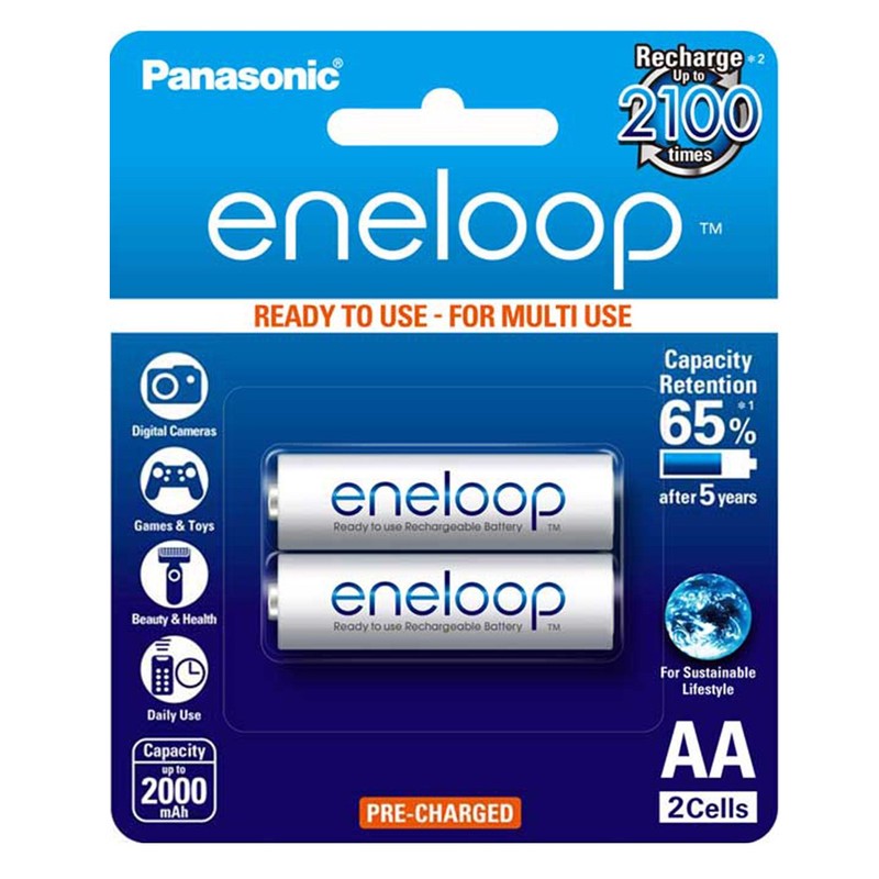 باتری قلمی قابل شارژ پاناسونیک مدل Eneloop BK-3MCCE 2BT بسته 2 عددیجدید