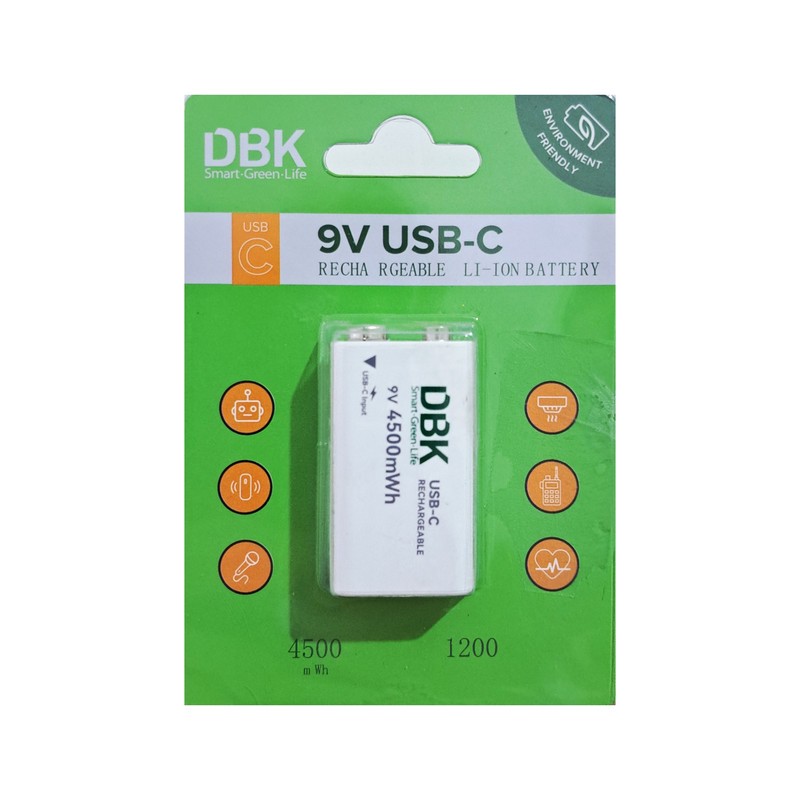 باتری کتابی قابل شارژ دی بی کی مدل USB-TYPE C LI-ION 9Vجدید