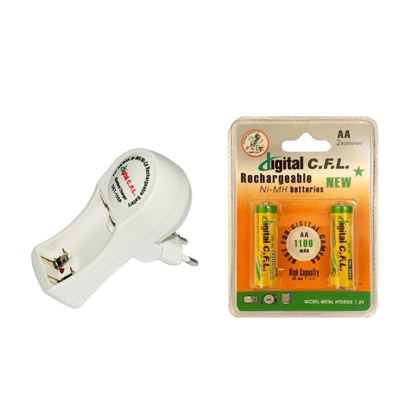 شارژر باتری دیجیتال سی.اف.ال مدل DET-105P به همراه بسته 2 عددی باتری قلمی شارژی C F L 1100mAhجدید