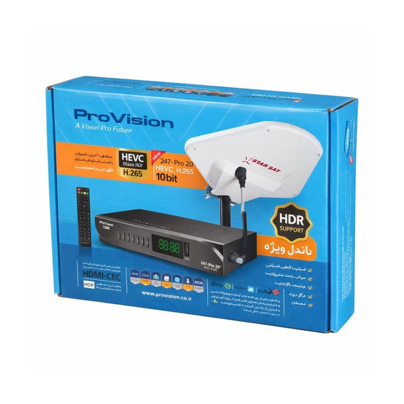 گیرنده دیجیتال پروویژن مدل مدل HEVC.247.PRO به همراه آنتن هوایی استارجدید