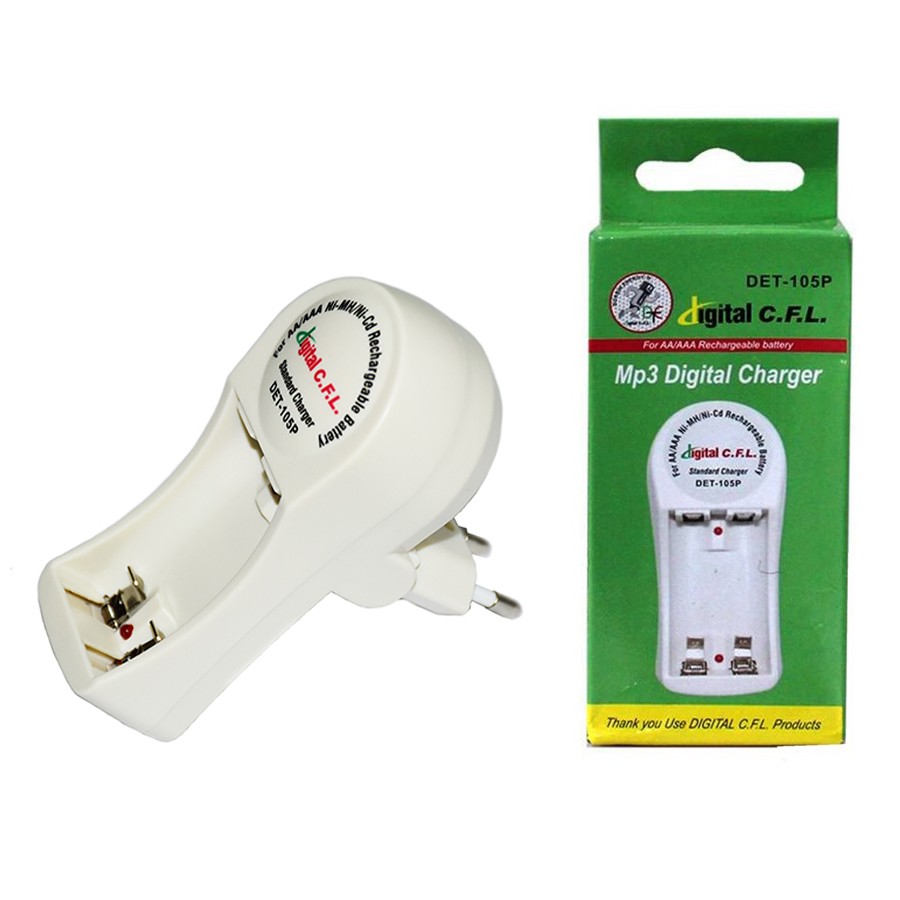 شارژر باتری دیجیتال سی.اف.ال مدل DET-105P به همراه بسته 2 عددی باتری نیم قلمی شارژی C F L 650mAhجدید
