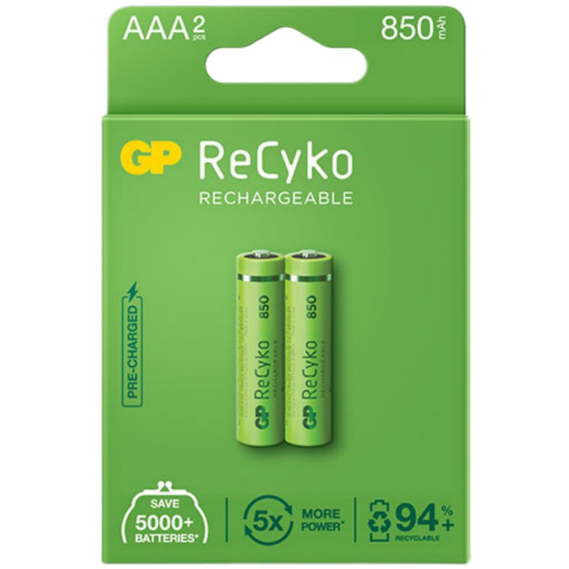 باتری نیم قلمی قابل شارژ جی پی مدل Rechargeable Recyko 850 بسته دو عددیجدید
