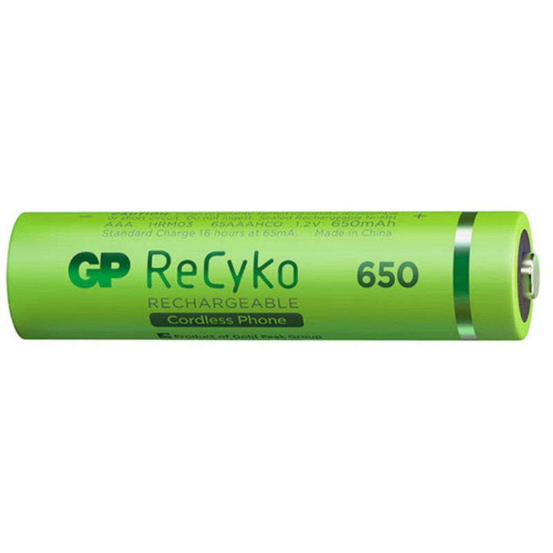 باتری نیم قلمی قابل شارژ جی پی مدل Rechargeable Cordless phone Recyko 650 بسته چهار عددیجدید