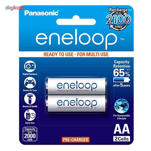 باتری قلمی قابل شارژ پاناسونیک مدل Eneloop BK-3MCCE 2BT بسته 2 عددیجدید
